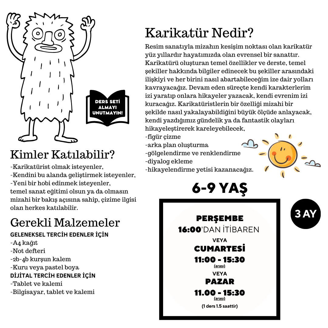 Karikatür Çizim - Yüz Yüze (Orta Seviye) (6-9 Yaş)