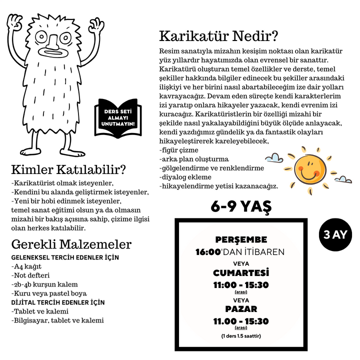 Karikatür Çizim - Yüz Yüze (Orta Seviye) (6-9 Yaş)