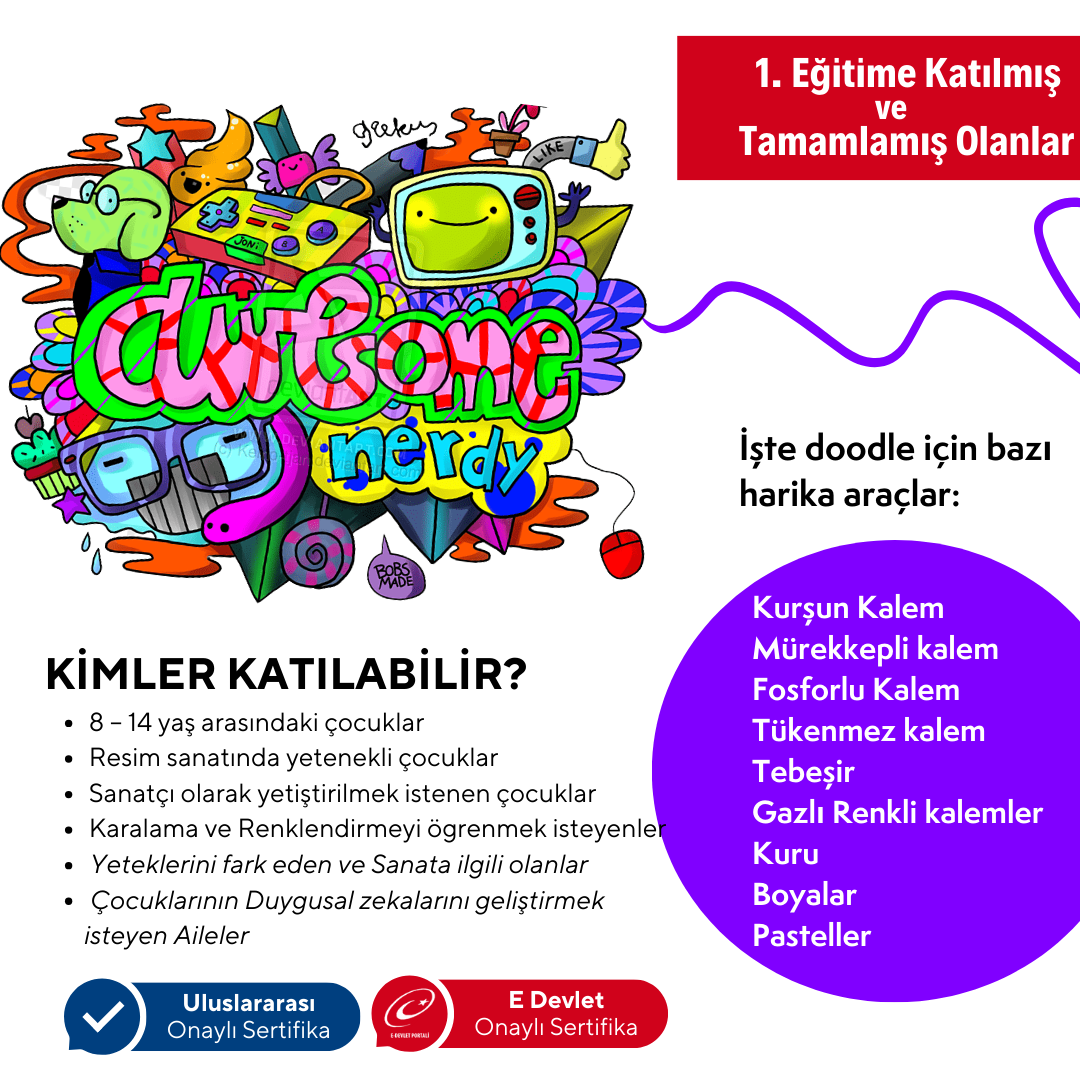Doodle Sketching Art Eğitimi- Karalama Sanatı  (8-14 Yaş)(Orta Seviye)