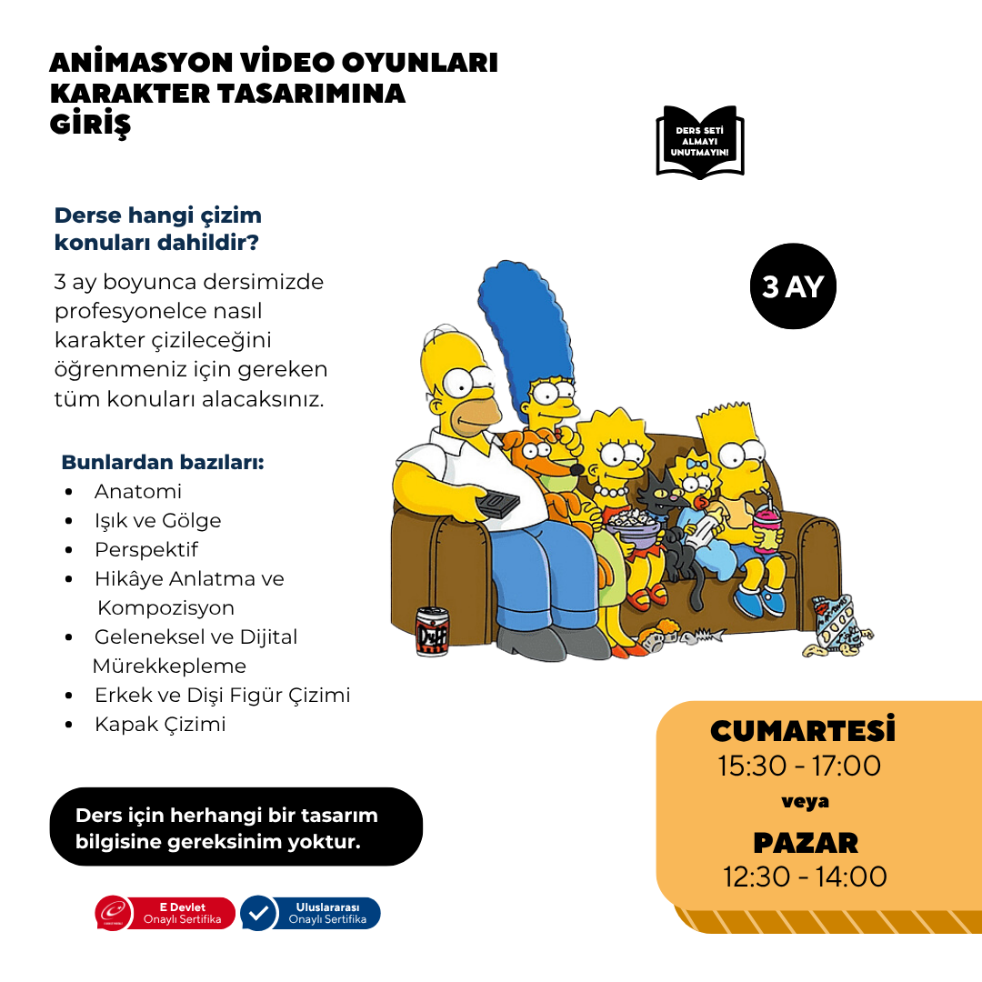 Animasyon Karakter Tasarımına Giriş (+15 yaş) -Yüz Yüze