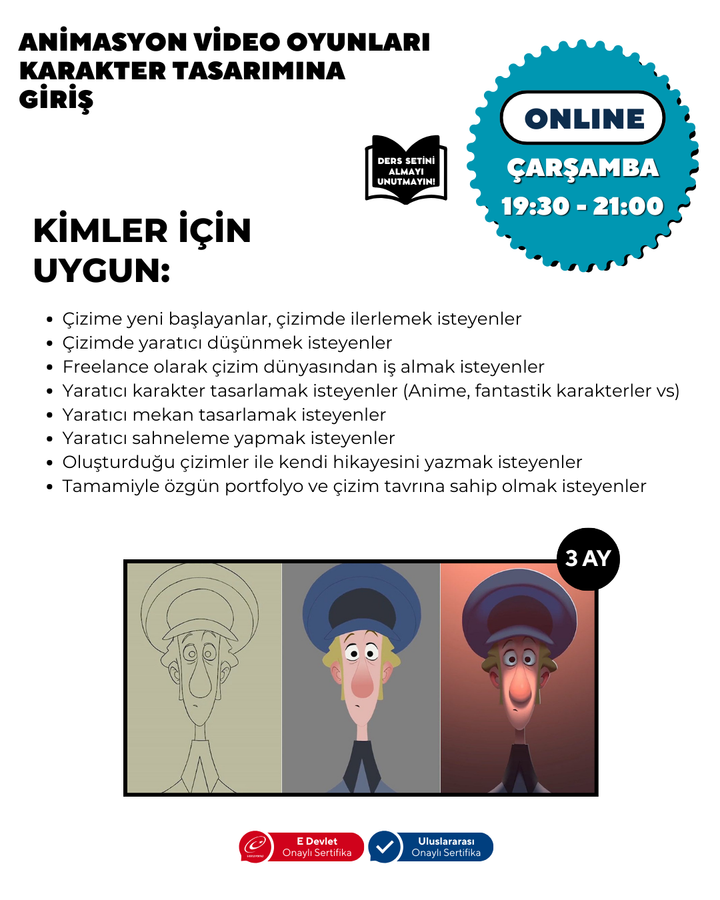Animasyon Karakter Tasarımına Giriş (+15 yaş)