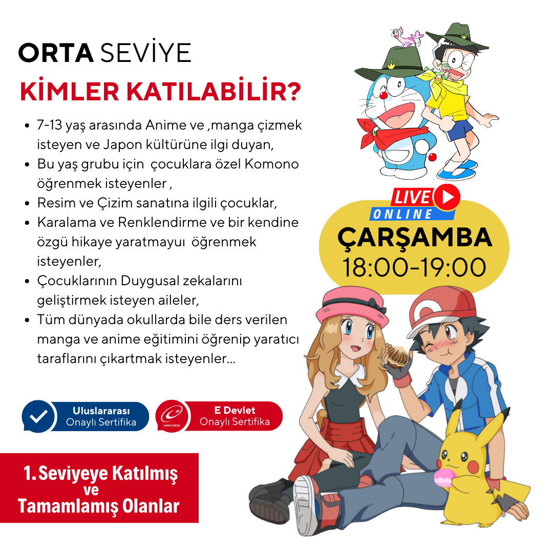 Kodomo Manga & Anime Çizimi  (7-13 Yaş)- Orta Seviye