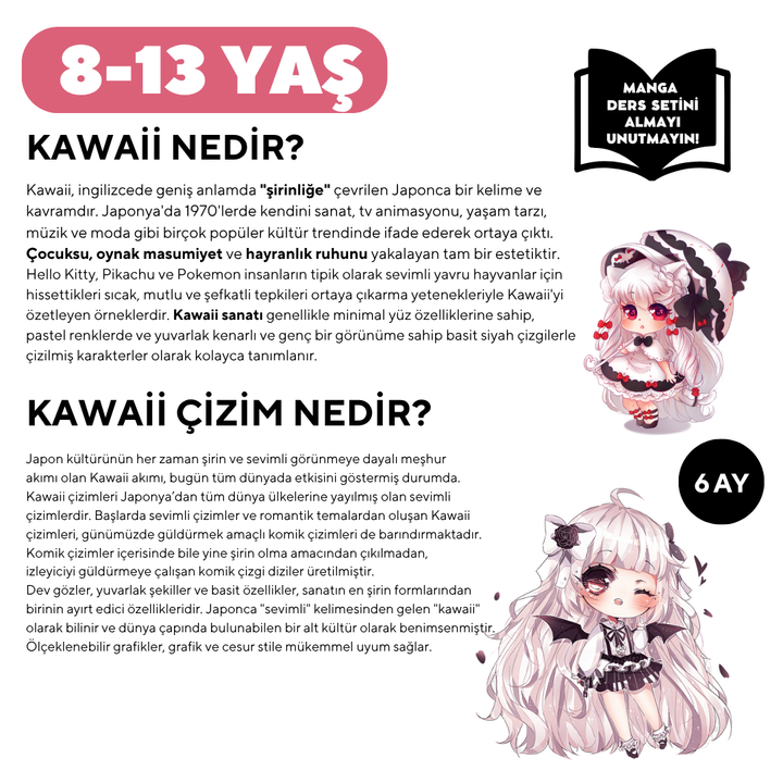 Kawaii Manga Çizim  (8-13 Yaş) İleri Seviye - Yüz Yüze