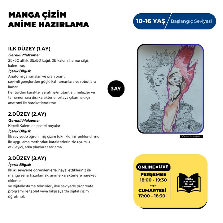 Manga Çizim ve Anime Hazırlama  (10-16 Yaş)