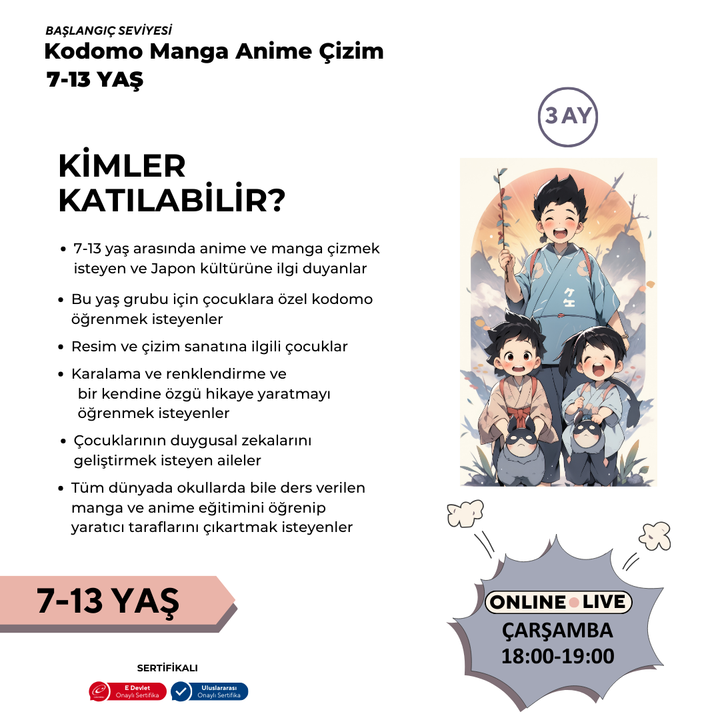 Kodomo Manga & Anime Çizimi  (7-13 Yaş)