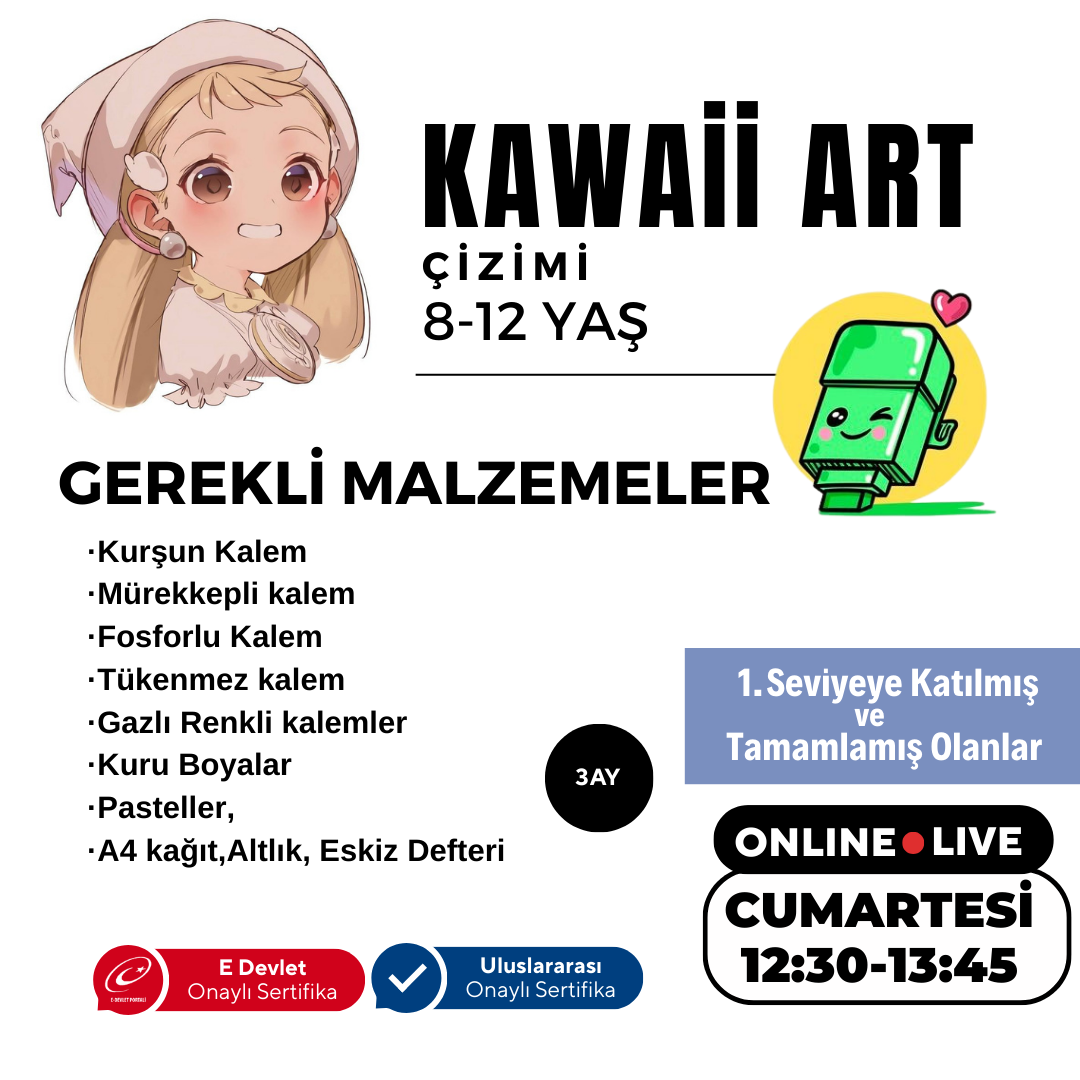 Kawaii Art Çizim  Orta Seviye (8-12 Yaş)