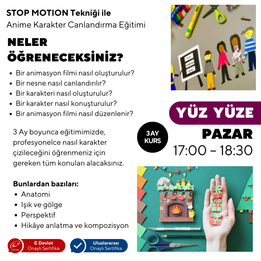 Stop Motion Eğitimi (11-16 Yaş)- Yüz Yüze