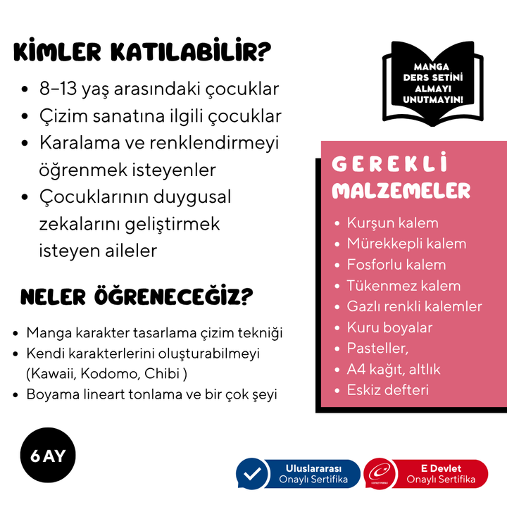 Kawaii Manga Çizim  (8-13 Yaş) İleri Seviye - Yüz Yüze