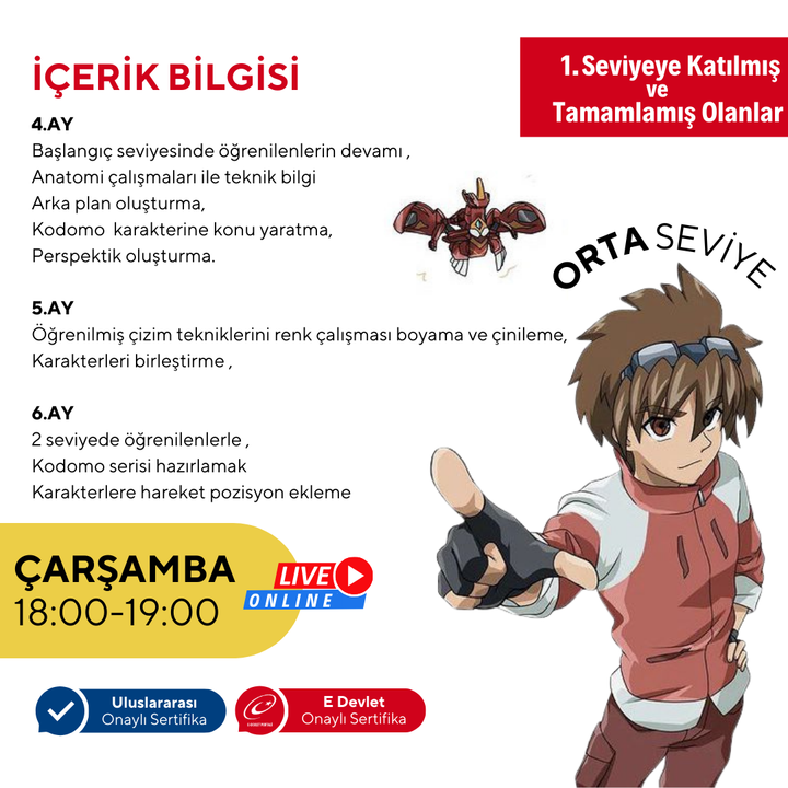 Kodomo Manga & Anime Çizimi  (7-13 Yaş)- Orta Seviye