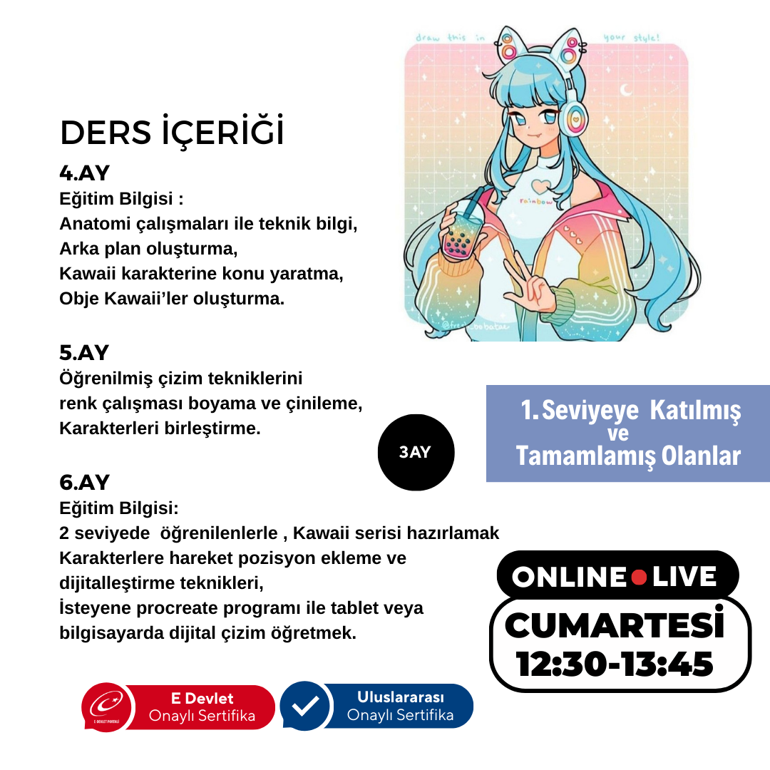 Kawaii Art Çizim  Orta Seviye (8-12 Yaş)