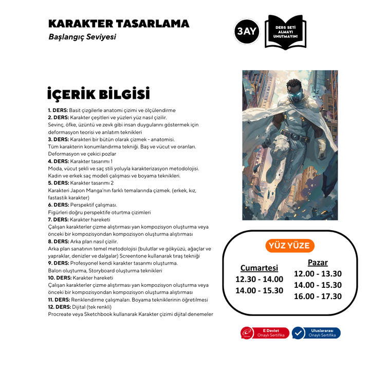 Karakter Tasarlama (9-15 Yaş)- Başlangıç Seviyesi Yüz Yüze