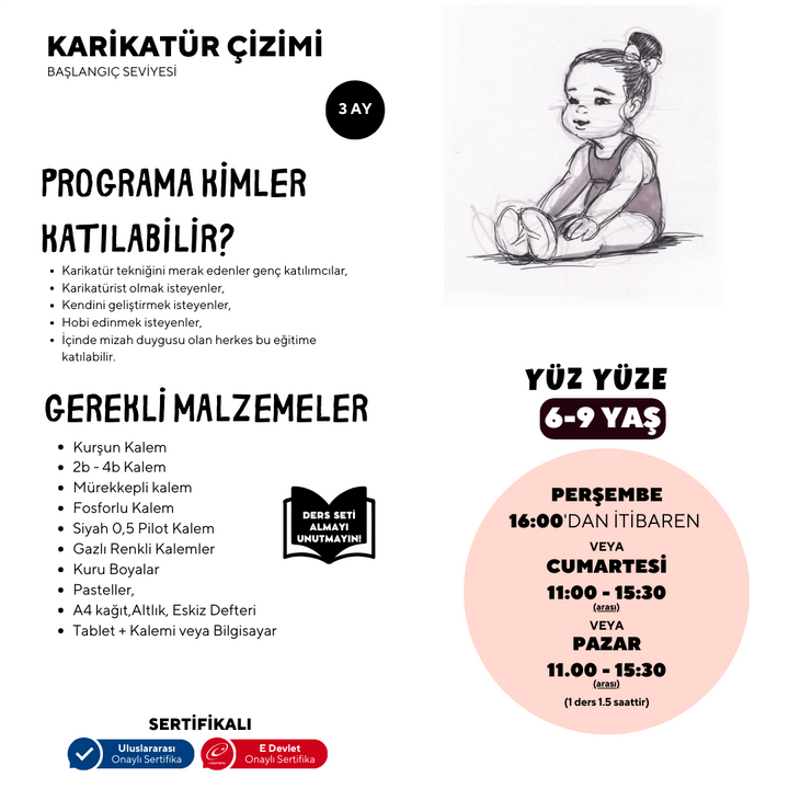Karikatür Çizim - Yüz Yüze (Başlangıç Seviyesi) (6-9 Yaş)