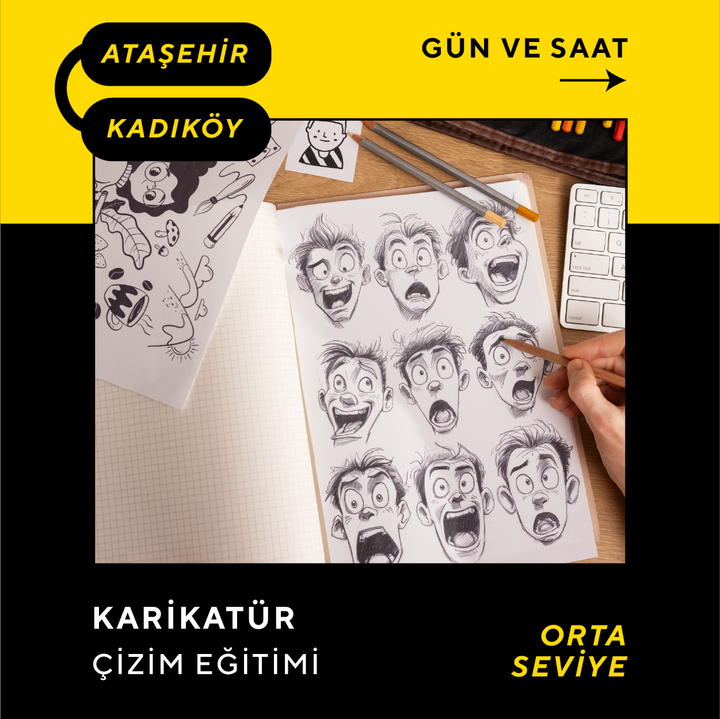 Karikatür Çizim - Yüz Yüze (Orta Seviye) (6-9 Yaş)