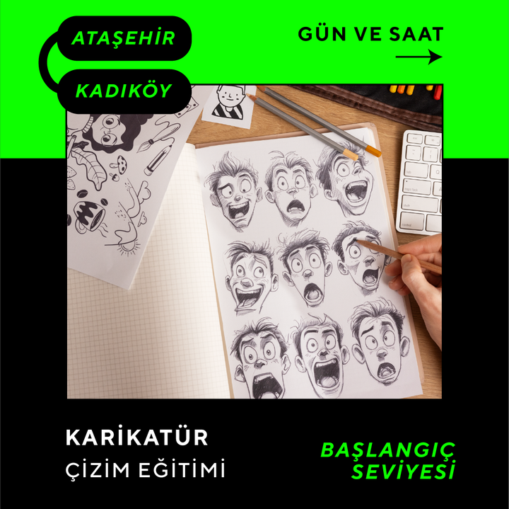 Karikatür Çizim - Yüz Yüze (Başlangıç Seviyesi) (6-9 Yaş)